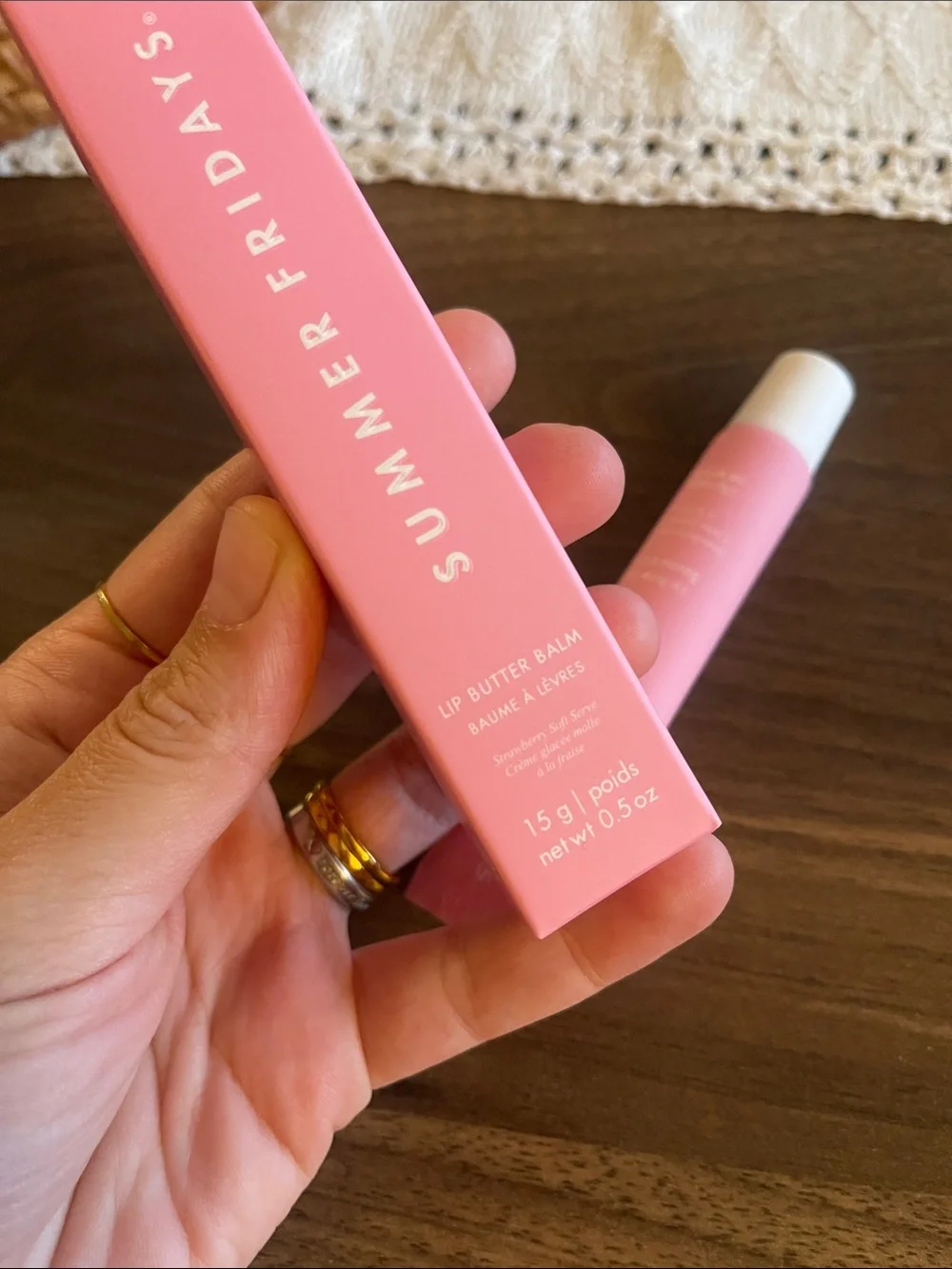 Summer Fridays Pink Lip Butter Balm Tube & Box